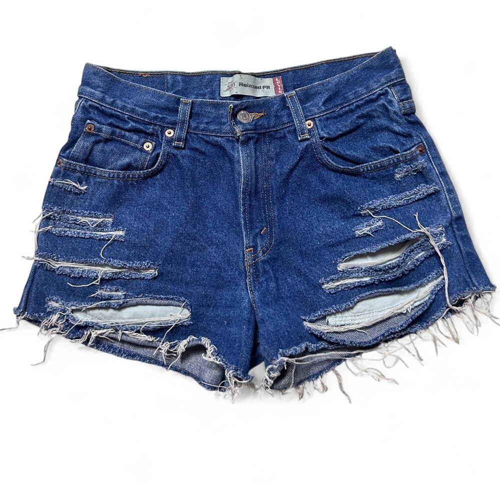 Levi’s Jeans 550 Cut Off Distressed Cheeky Denim Shorts 28”